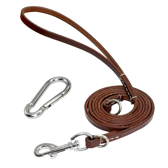 Leather Pitbull Dog Leash Durable Large Dog Leashed with Mountaineering Buckle Outdoor Pet Leads Leashes for Medium Large Dogs