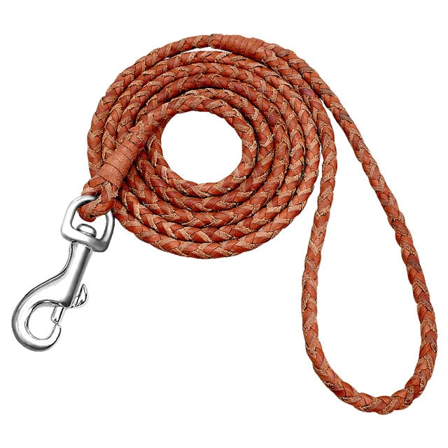 Dog Leash Leather For Small Dogs Braided Pet Running Tracking Leash Rope Puppy Pet Walking Leash Brown 4ft for Small Medium Dog